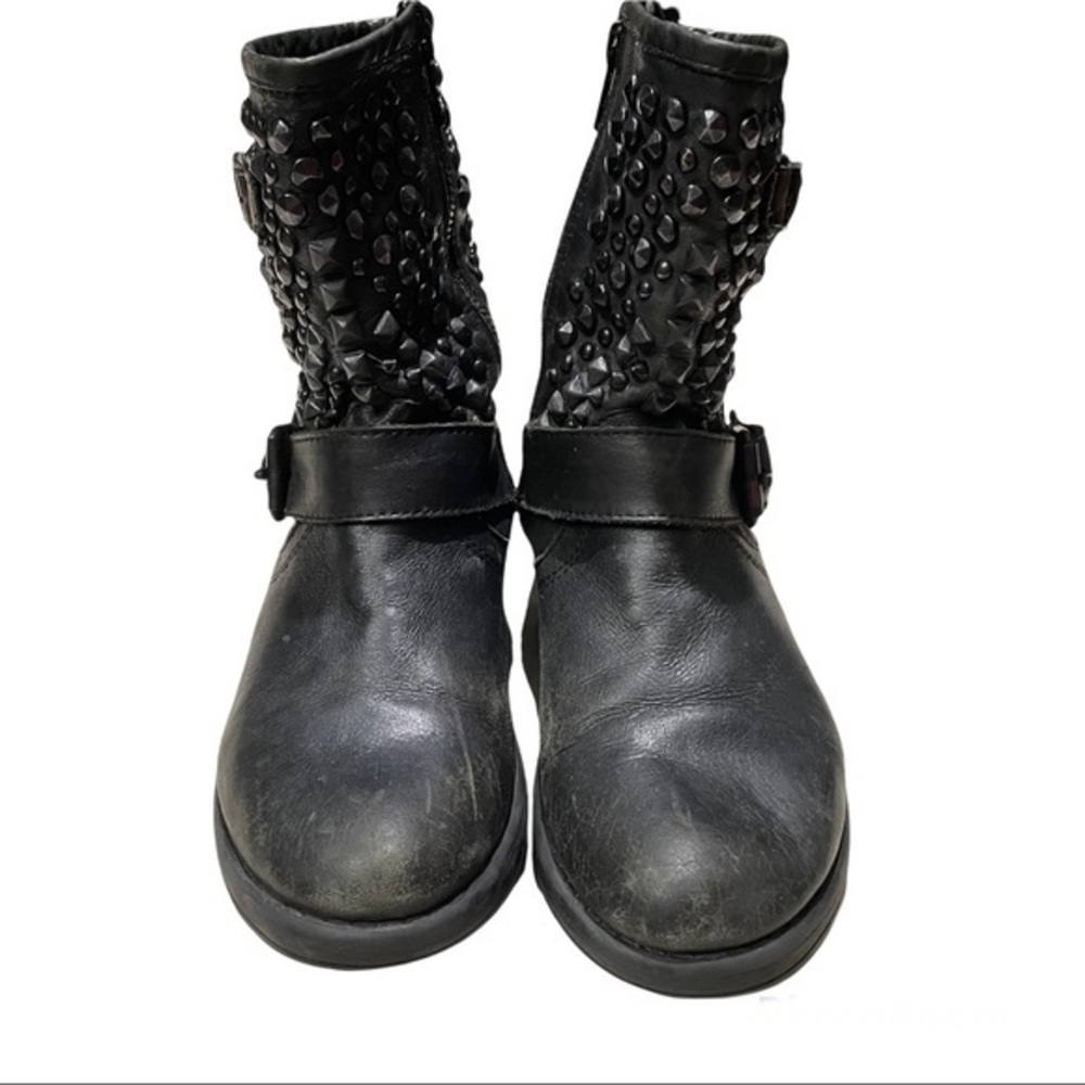 Steve Madden Leather Distressed Rugged Studded Buckle Moto Boots Size 8 - Picture 5 of 8